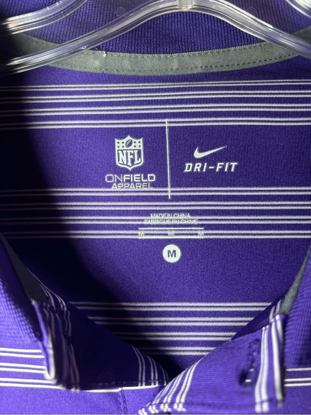 Nike Purple Striped Minnasota Vikings Golf Polo